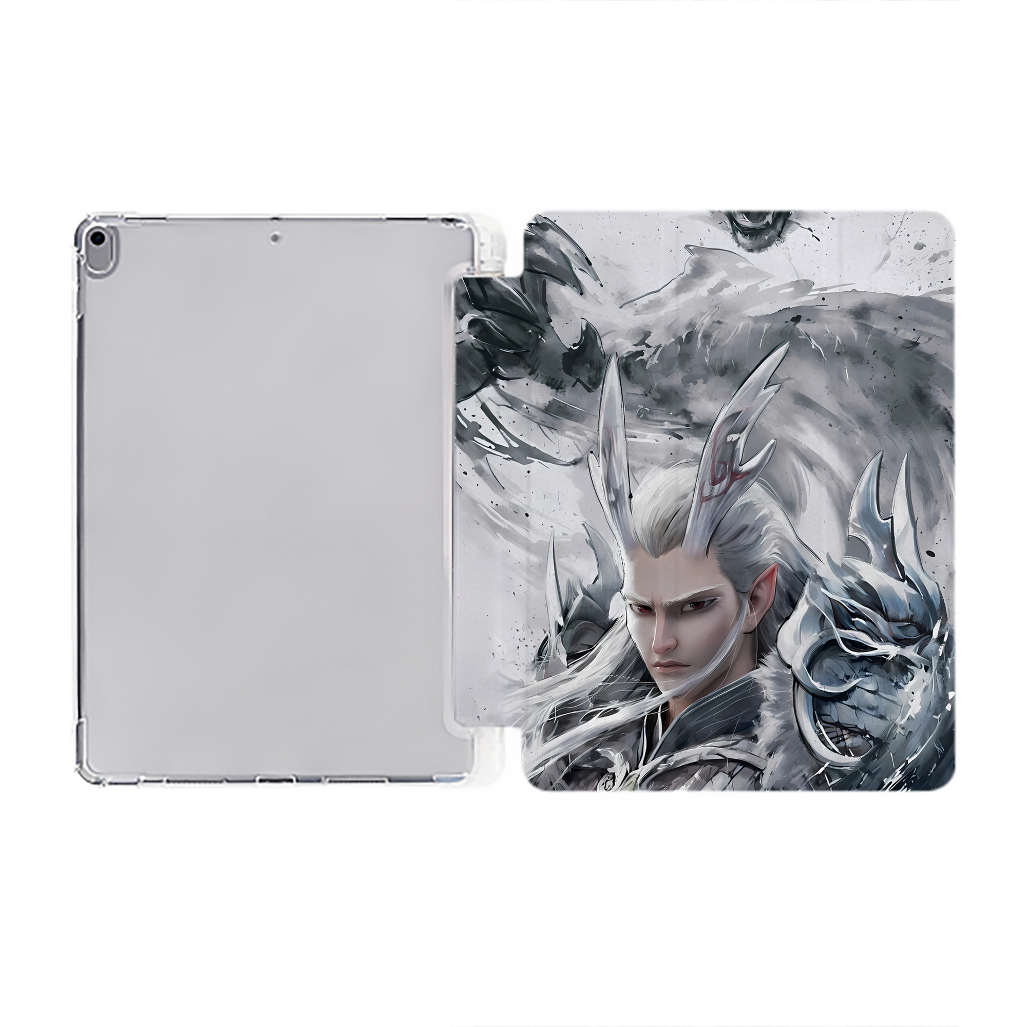 （画像用） Ne Zha 2 ナタ 魔童の大暴れ IPad ケース ペン収納付き 三つ折りスタンド PUレザー×シリコン 対応機種9.5/10.5/10.9インチ